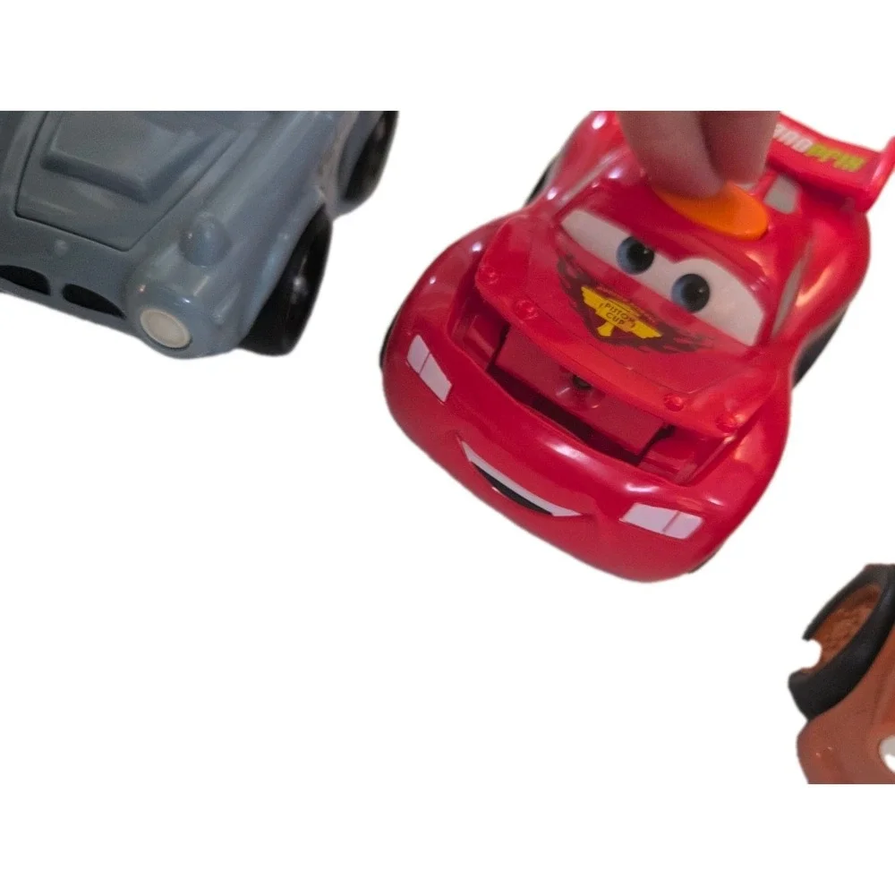 3 Cars Disney Bundle Talking Lights 2010 Cars - Lightning McQueen, Mater, Finn